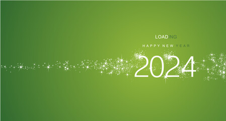 2023 New Year greetings loading 2024 firework shining white lucky green color vector