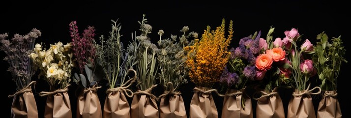 dried flowers in kraft packaging