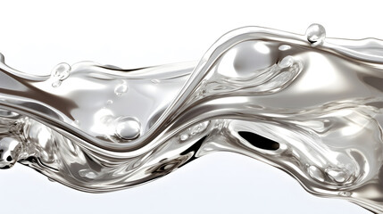 Metallic silver wave on a white background.