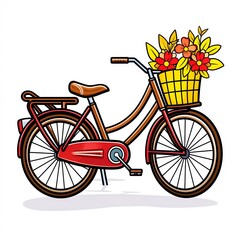 a bicycle with a basket of flowers