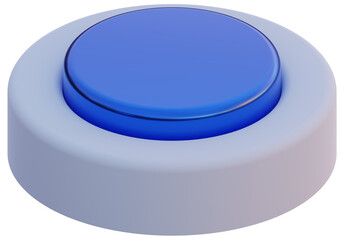 Button on the white background. 3d rendering.
