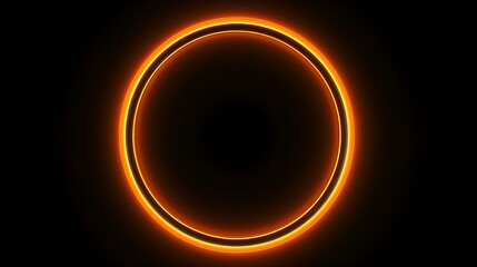 Light Orange Neon Light Circle on a black Background. Futuristic Template for Product Presentation