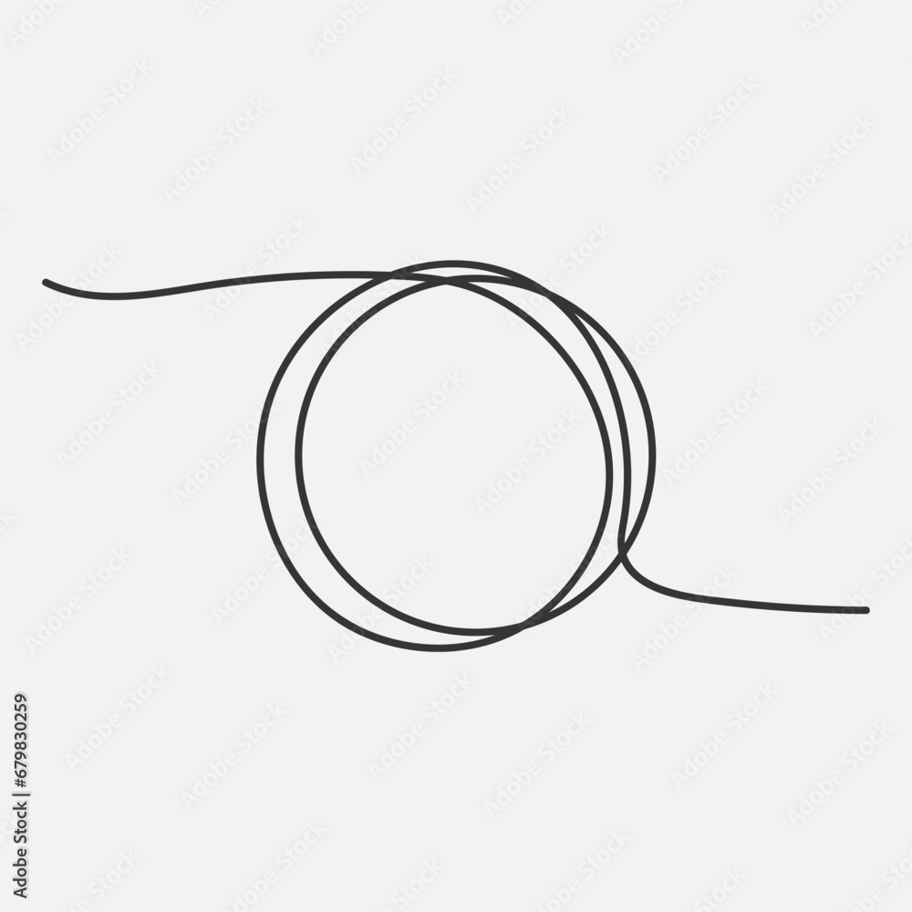 Aufkleber continuous one line circle sketch. hand drawn round frame. vector