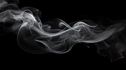 Realistic smoke isolated on black background, AI Generative.