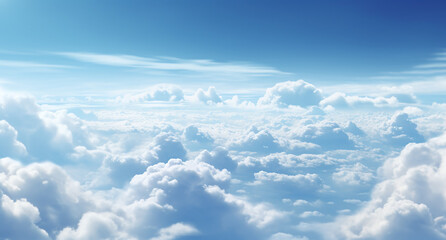 Naklejka na ściany i meble Aerial view of beautiful clouds in a blue sky