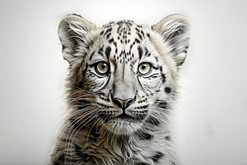 Fototapeta premium Portrait of white tiger isolated on white background. 