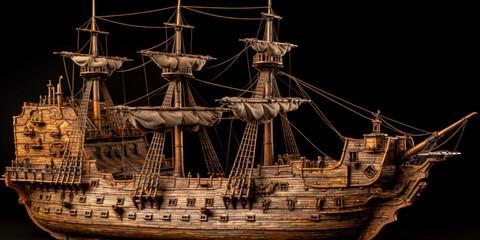 Spanish Galleon from the 17th Century. Generative AI.