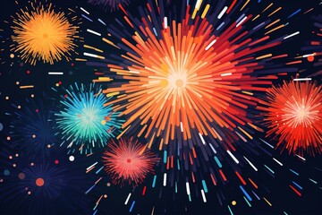 Explosive colorful fireworks illustration