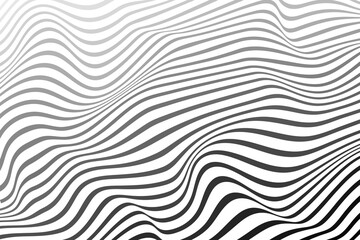 Simple wavy abstract background. Vector illustration of stripes with optical illusion, op art.