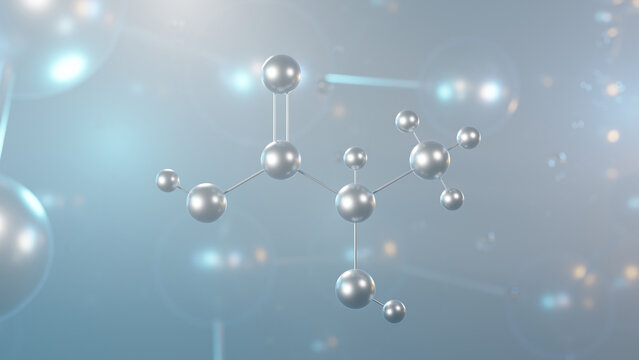 polylactic acid molecular structure, 3d model molecule, thermoplastic polyester, structural chemical formula view from a microscope