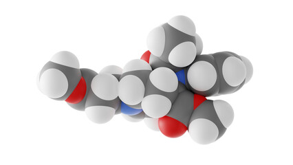 remifentanil molecule, opiate agonists, molecular structure, isolated 3d model van der Waals