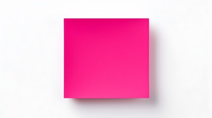 Fuchsia square Paper Note on a white Background. Brainstorming Template with Copy Space