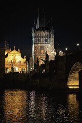 Obraz premium night boat trip through Prague