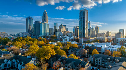 Aerial View Of The Queen City, Charlotte North Carolina - obrazy, fototapety, plakaty
