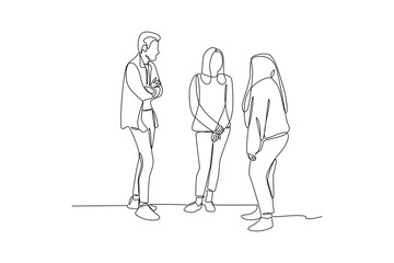 Hang out at school. Hang out minimalist concept. simple continuous line, simple line, black and white design.