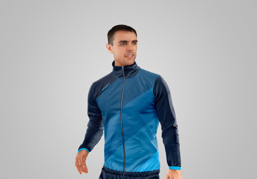 Jacket Sports Windbreaker Mockup in Man