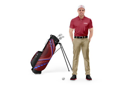 Golf Player With Bag Mockup