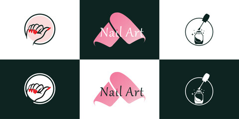 Vector beauty nail logo design vector with unique concept
