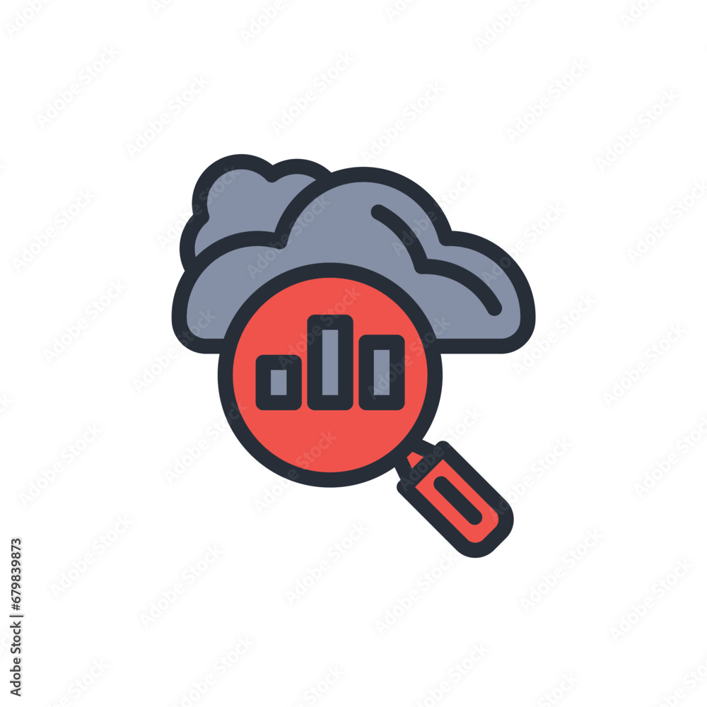 Aufkleber cloud analysis icon. vector.editable stroke.linear style sign for use web design,logo.symbol illustr