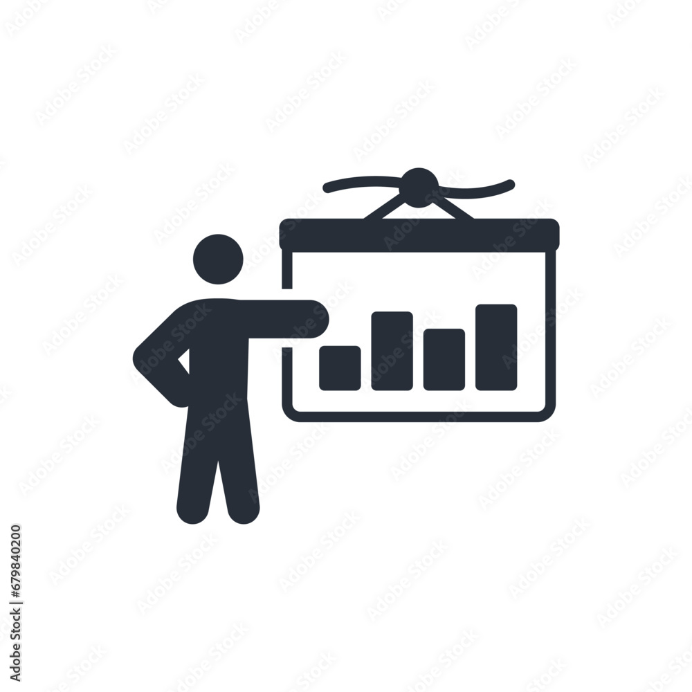 Poster presentation icon. vector.editable stroke.linear style sign for use web design,logo.symbol illustrat