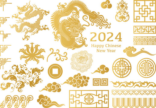 Chinese Vector Elements. Asian Ornament. Chinese New year. Traditional Pattern