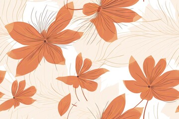 Fototapeta na wymiar Abstract colorful autumn floral leaf, flowers seamless pattern wallpaper background. Generative AI, AI