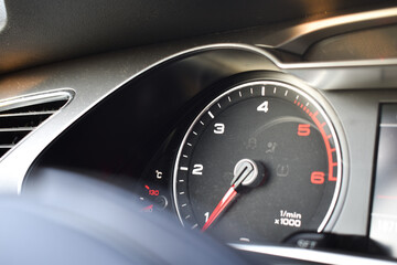 Car speedometer and dashboard.	
