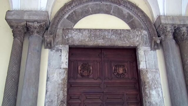 The door of the Duomo (Cathedral) of Sant Agata dei Goti, Benevento, Italy