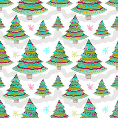 Obraz premium Christmas Tree Seamless Pattern