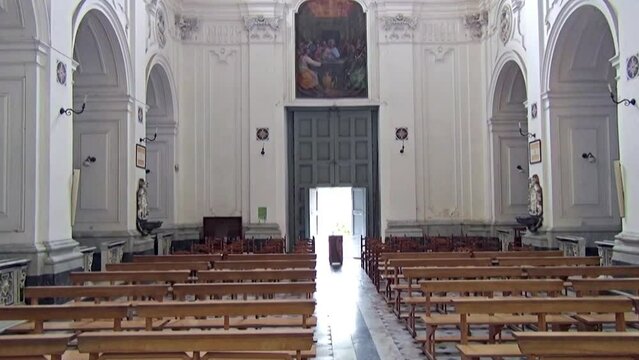 Entrance of the ancient church Saint Maria degli Angeli, Visciano, Naples, Italy