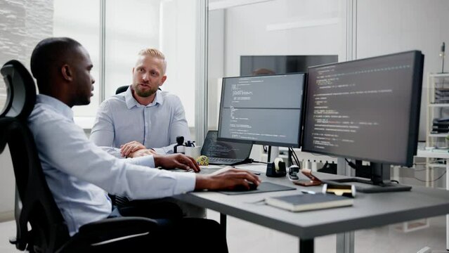African American Programmer Man Coding