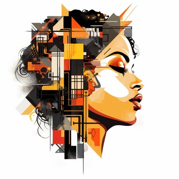 Modern abstract graphic african geometric abstract painting wallpaper image AI generated art