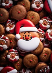 Fototapeta na wymiar Many perfect happy gingerbread christmas cookies, baking concept. Generative Ai.