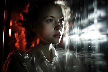 Abstract elegant vintage human person with a cellulose acetate film negative filter. Generative AI, AI