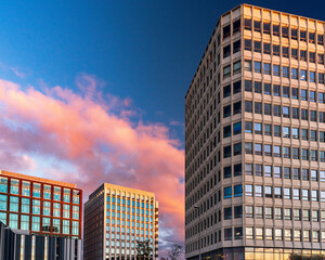 Naklejka premium modern office building in the evening