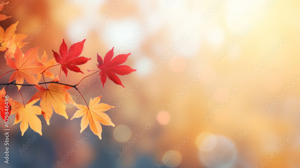 Poster autumn background with shadow of the maple tree leaves on a wall. abstract autumnal scene.