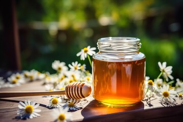 chamomile honey in jar