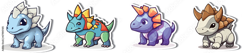 Wall mural Triceratops Cartoon Stickers for All Ages. Make your projects adorable with our Triceratops cartoon stickers. Perfect for kids and dinosaur enthusiasts alike!