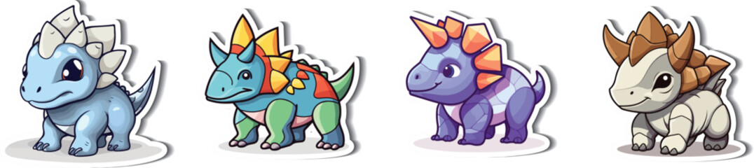 Triceratops Cartoon Stickers for All Ages. Make your projects adorable with our Triceratops cartoon stickers. Perfect for kids and dinosaur enthusiasts alike!