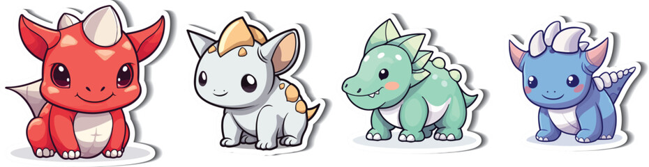 Vector Triceratops Cartoon Art Collection. Unleash the charm of Triceratops with our vector cartoon art collection. Perfect for stickers, illustrations, and more!