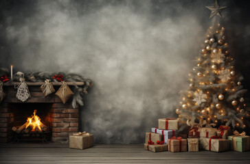 Christmas decoration, xmas gift concept, copy space