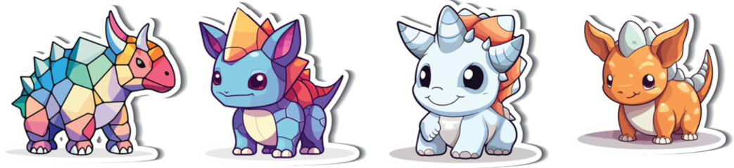 Colorful Triceratops Cartoon Clipart in Vector. Add a splash of jurassic joy to your creations with our vibrant Triceratops clipart! This cute dinosaur sticker is perfect for DIY projects