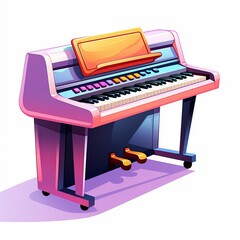 cartoon piano on white background.