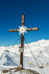 Summit cross in the Penken ski area, Mayrhofen, Zillertal, Austria