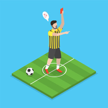 3D Isometric Flat Vector Illustration of Soccer Judge, Football Referee