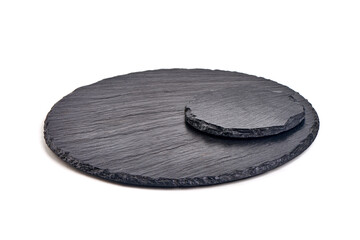 Round black stone stand, isolated on a white background. High resolution image.