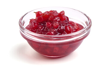 Lingonberry jam, sylt lingnon, isolated on white background.