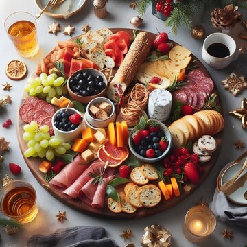 charcuterie board plating for a festive brunch