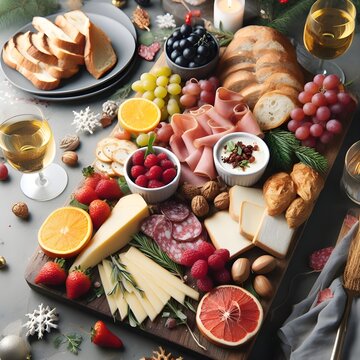 charcuterie board plating for a festive brunch
