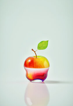 immagine di oggetto d'arredo realizzato in vetro colorato in forma di mela matura